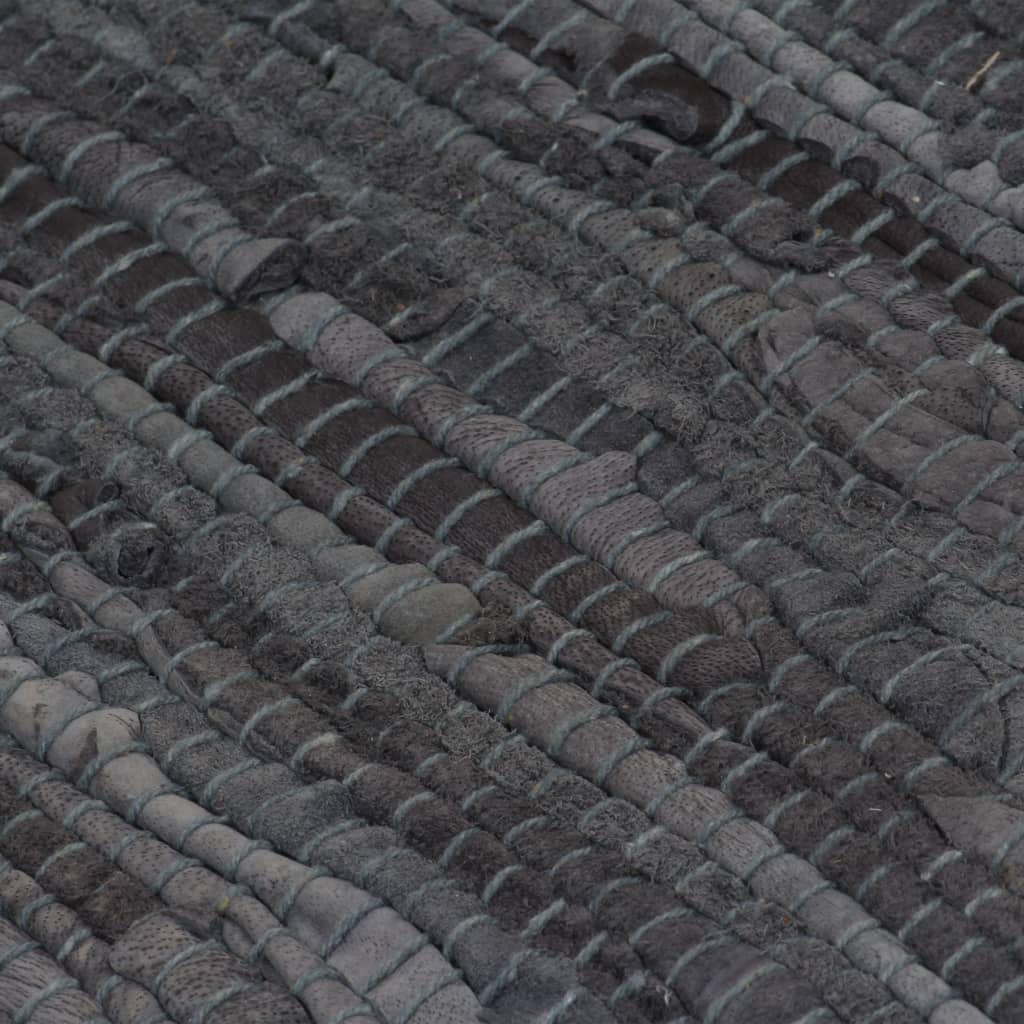 Handgewebter Chindi-Teppich Leder 190x280 cm Grau