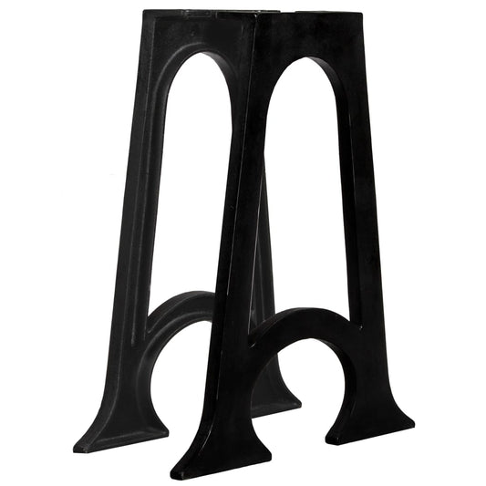 Pieds de table à manger 2 pièces avec base incurvée en fonte à cadre en A