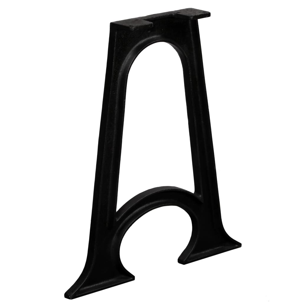 Pieds de table à manger 2 pièces avec base incurvée en fonte à cadre en A