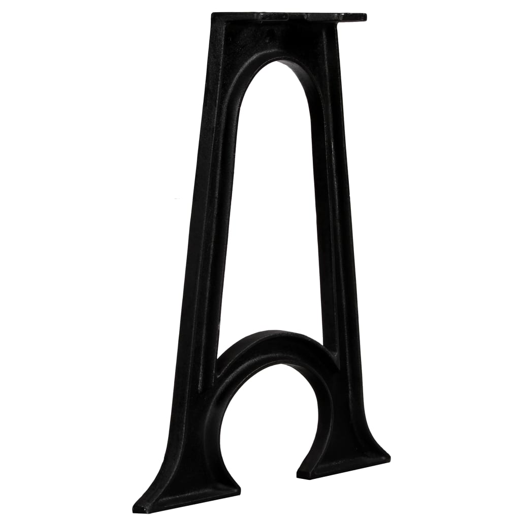 Pieds de table à manger 2 pièces avec base incurvée en fonte à cadre en A