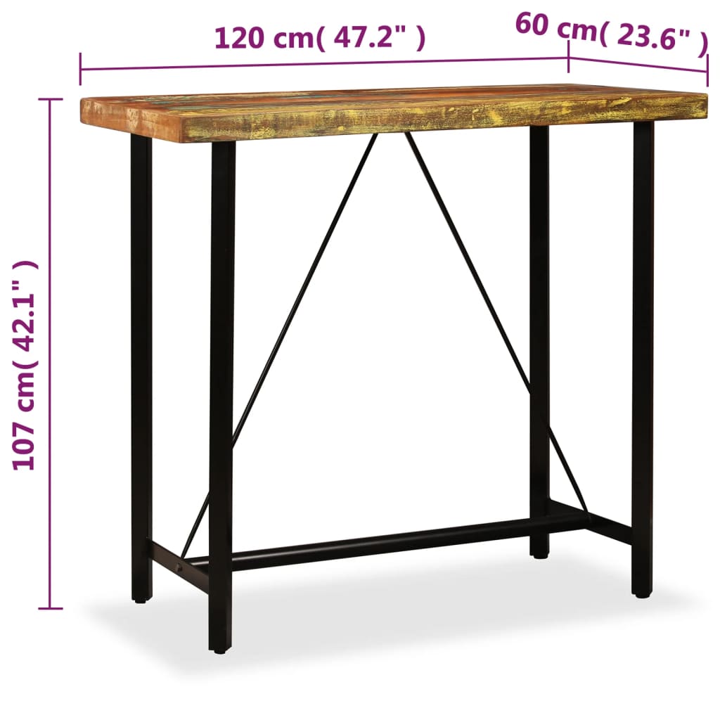 Bartisch Altholz Massiv 120x60x107 cm