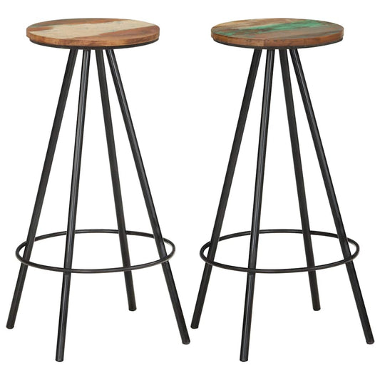 Barhocker 2 Stk. Massives Altholz