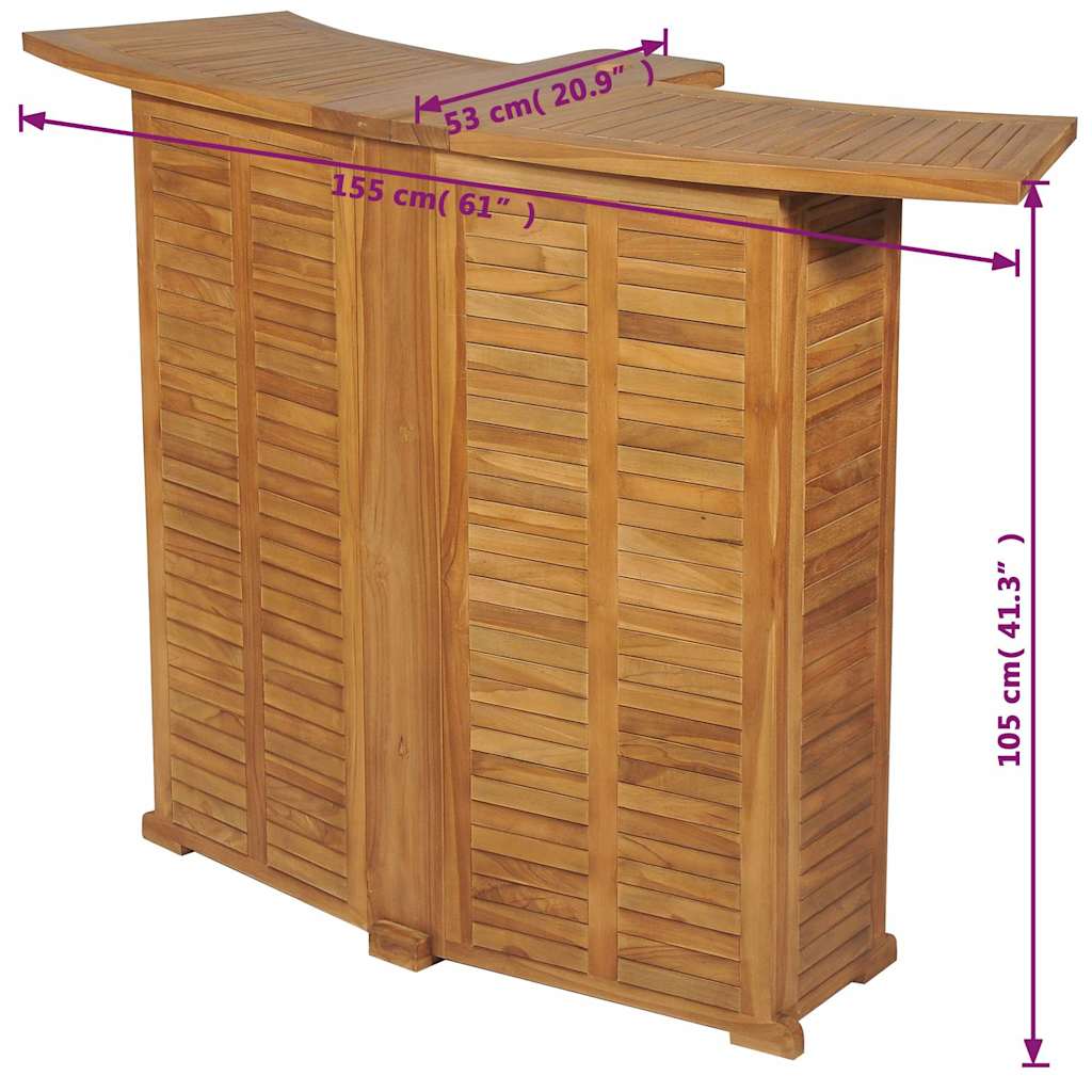 Bartisch Klappbar 155x53x105 cm Massivholz Teak