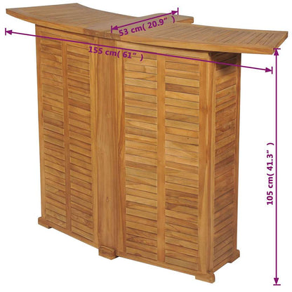 Bartisch Klappbar 155x53x105 cm Massivholz Teak