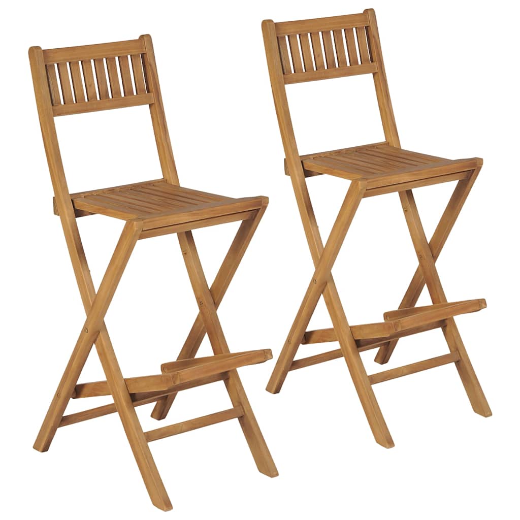 Klappbare Garten-Barhocker 2 Stk. Massivholz Teak
