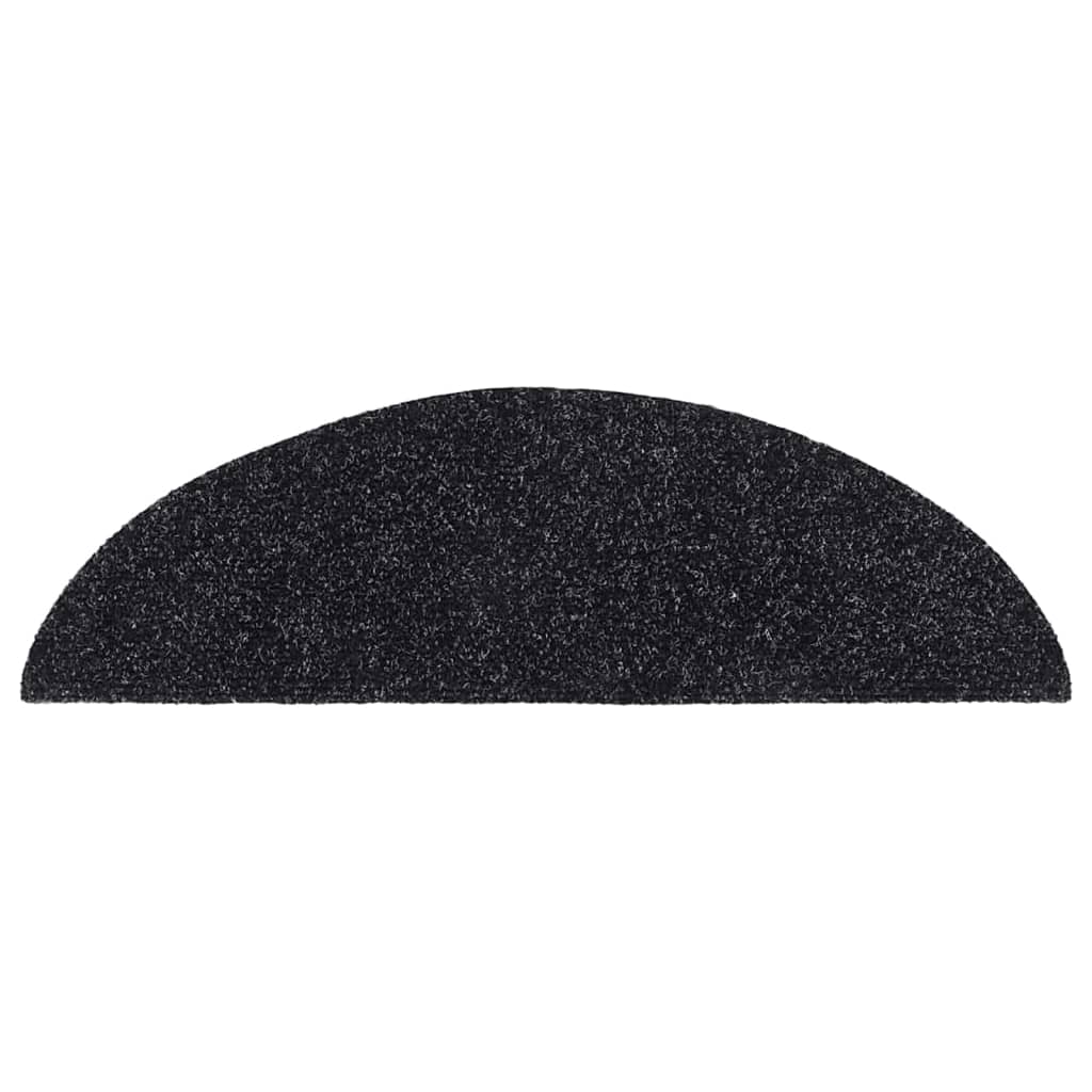 Stufenmatten Selbstklebend 15 Stk. 56x17x3 cm Schwarz Halbrund