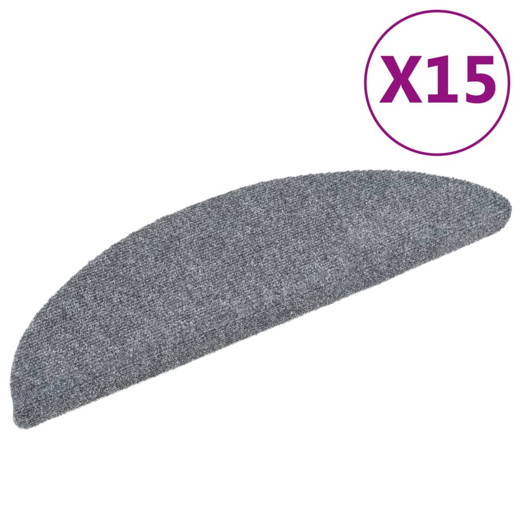 Stufenmatten Selbstklebend 15 Stk. 56x17x3 cm Hellgrau Halbrund
