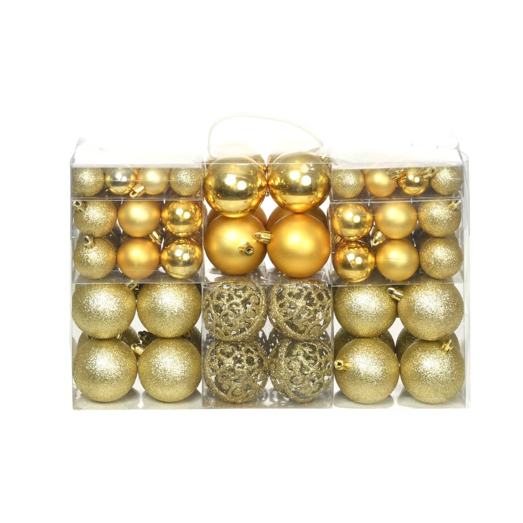 100-tlg. Weihnachtskugel-Set 3/4/6 cm Golden