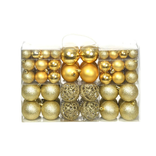 100-tlg. Weihnachtskugel-Set 3/4/6 cm Golden