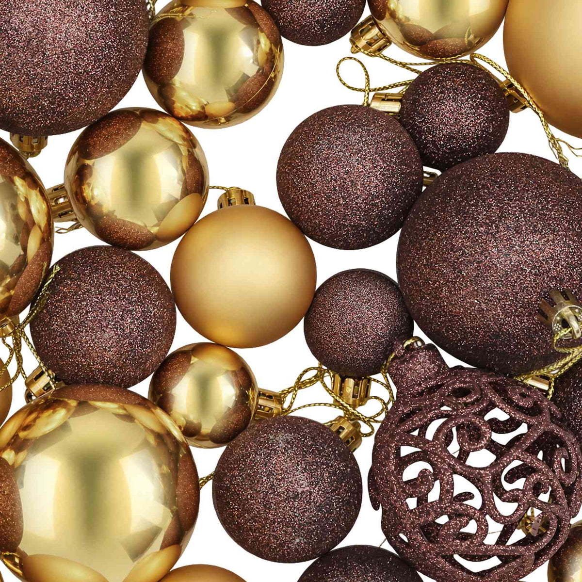 100-tlg. Weihnachtskugel-Set 3/4/6 cm Braun/Bronze/Golden