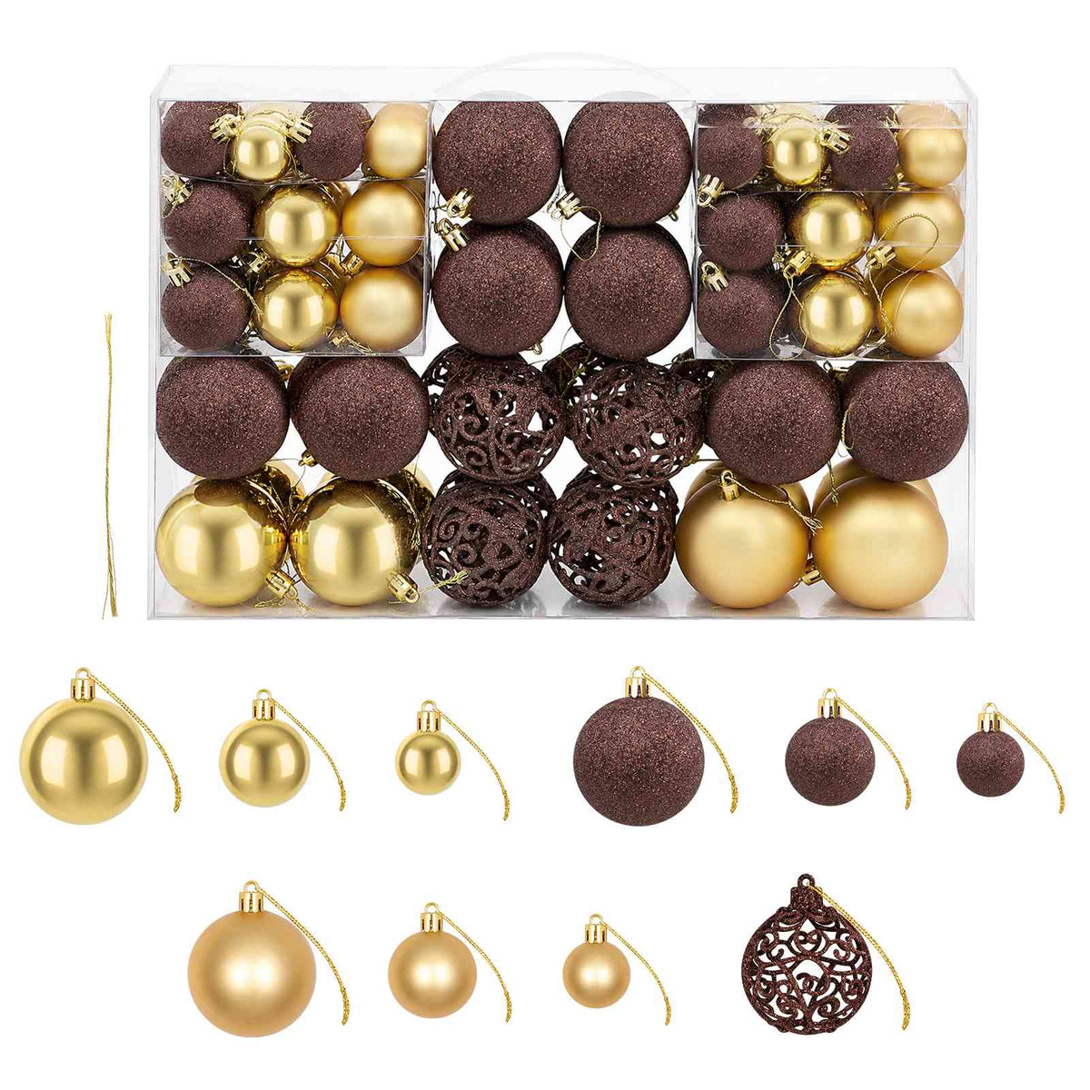 100-tlg. Weihnachtskugel-Set 3/4/6 cm Braun/Bronze/Golden