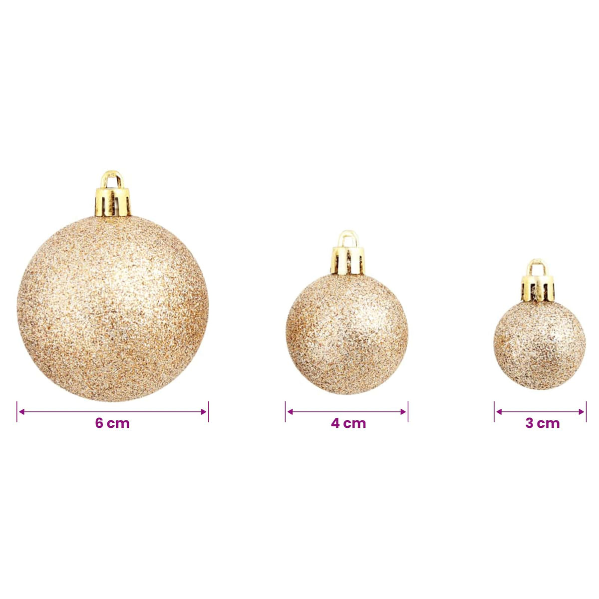100-tlg. Weihnachtskugel-Set 3/4/6 cm Roségold