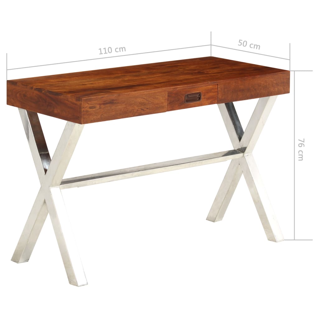 Schreibtisch Massivholz mit Honigfarbenem Finish 110x50x76 cm