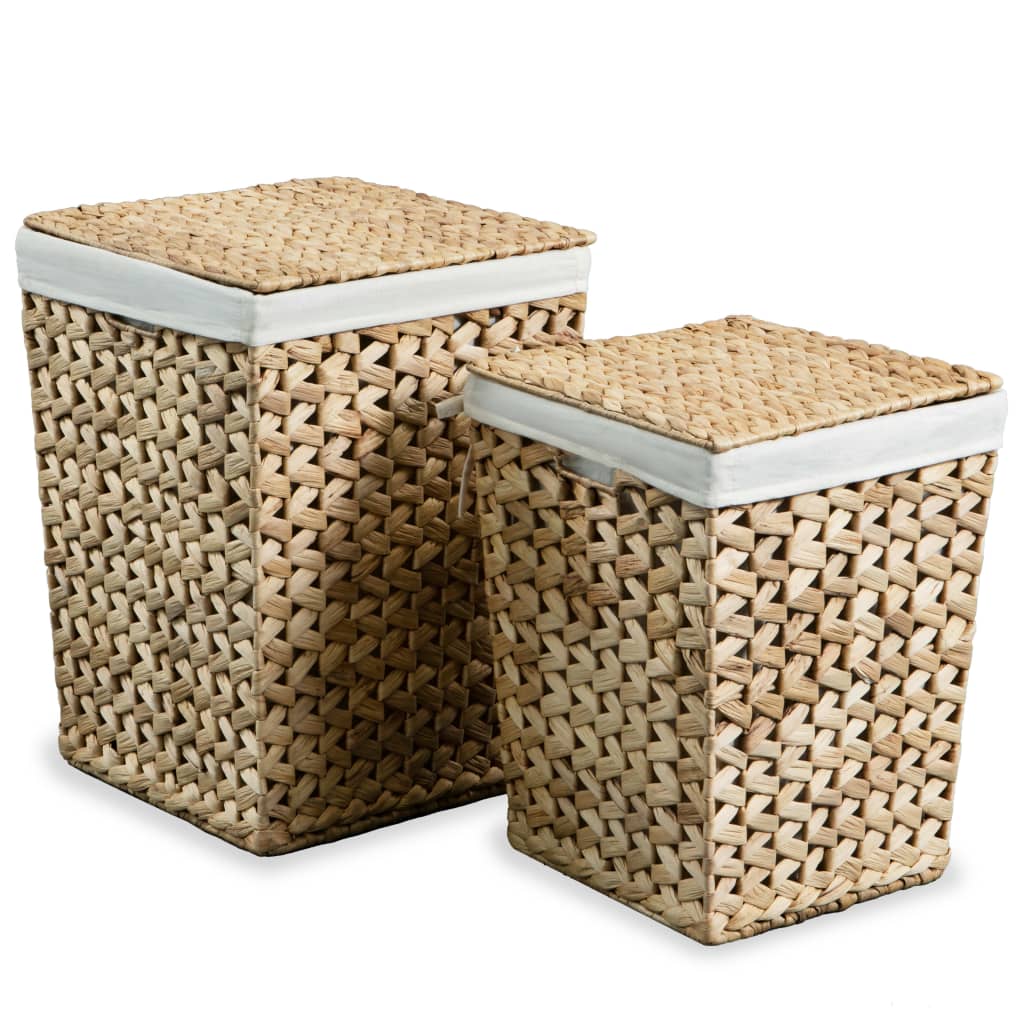Lot de 2 paniers à linge en jacinthe d'eau