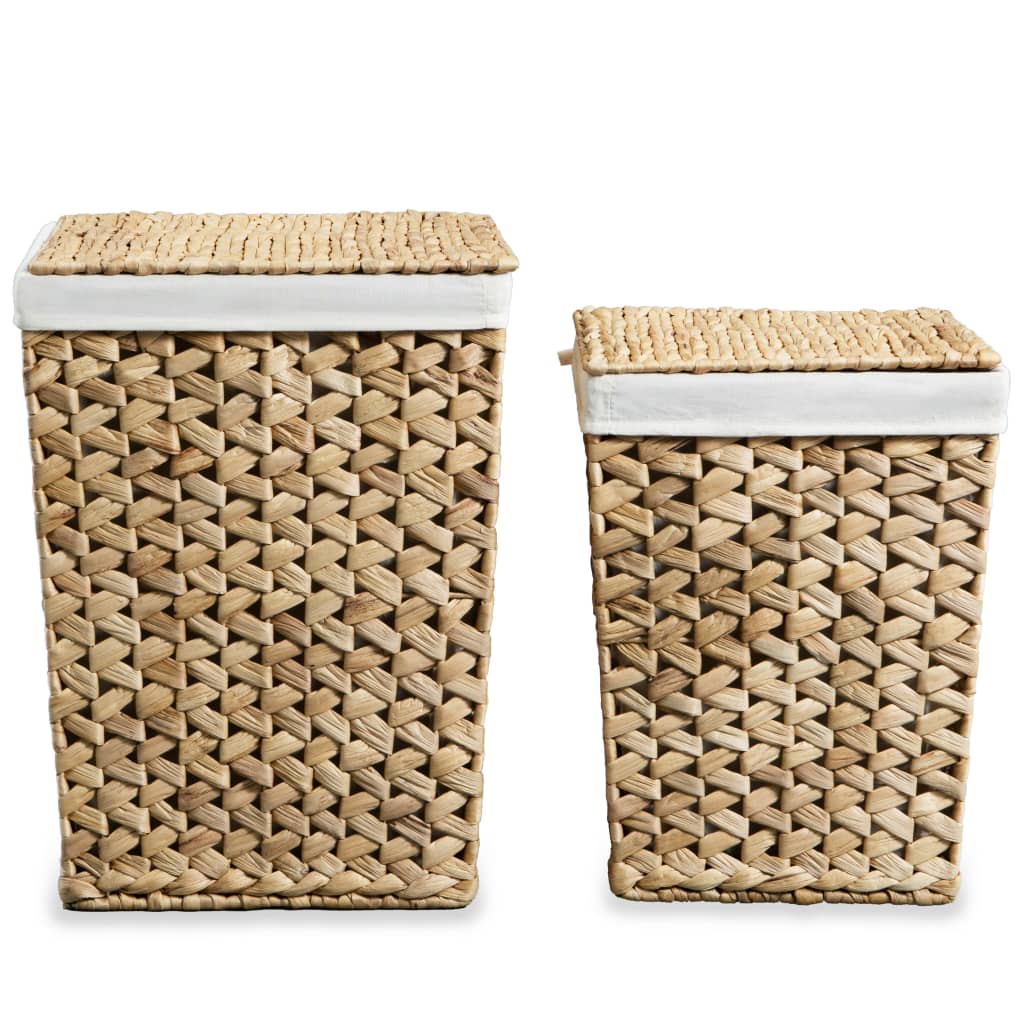 Lot de 2 paniers à linge en jacinthe d'eau