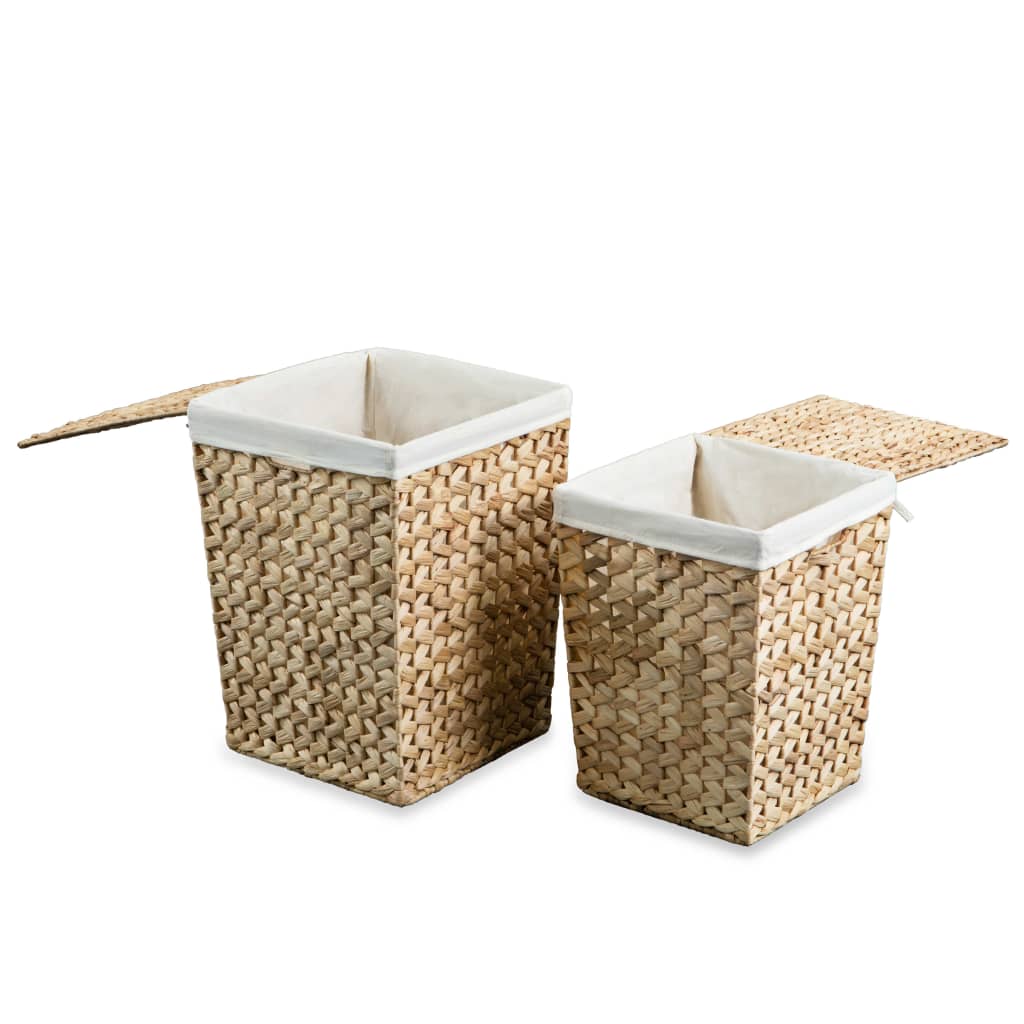 Lot de 2 paniers à linge en jacinthe d'eau