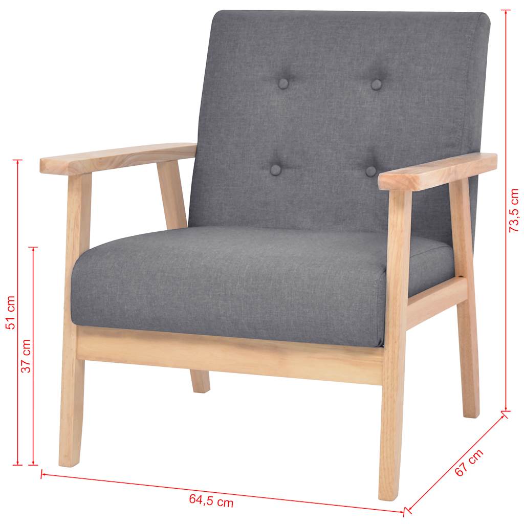 Sofa-Set 3-tlg. Stoff Dunkelgrau