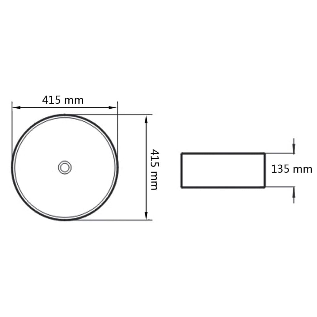 Waschbecken Keramik Rund Schwarz 41,5 x 13,5 cm