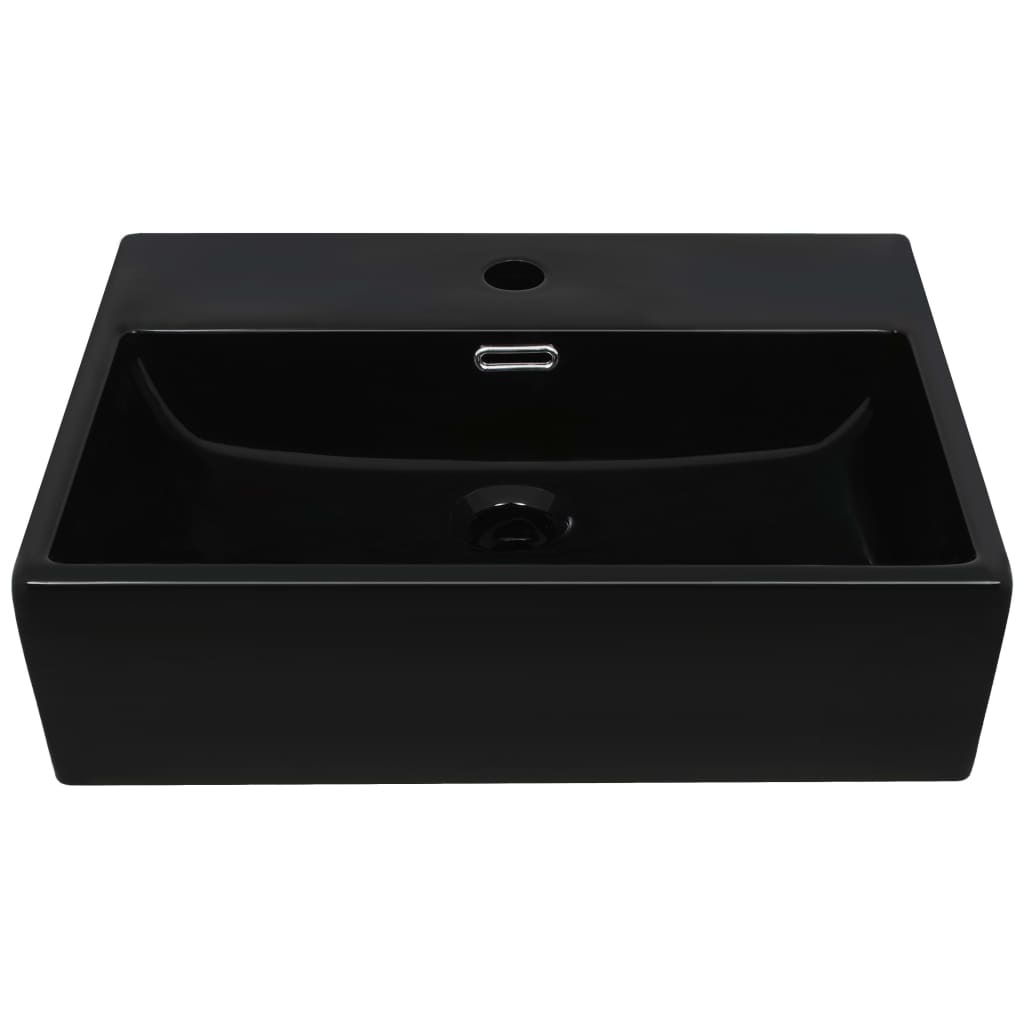 Waschbecken mit Hahnloch Keramik Schwarz 51,5 x 38,5 x 15 cm