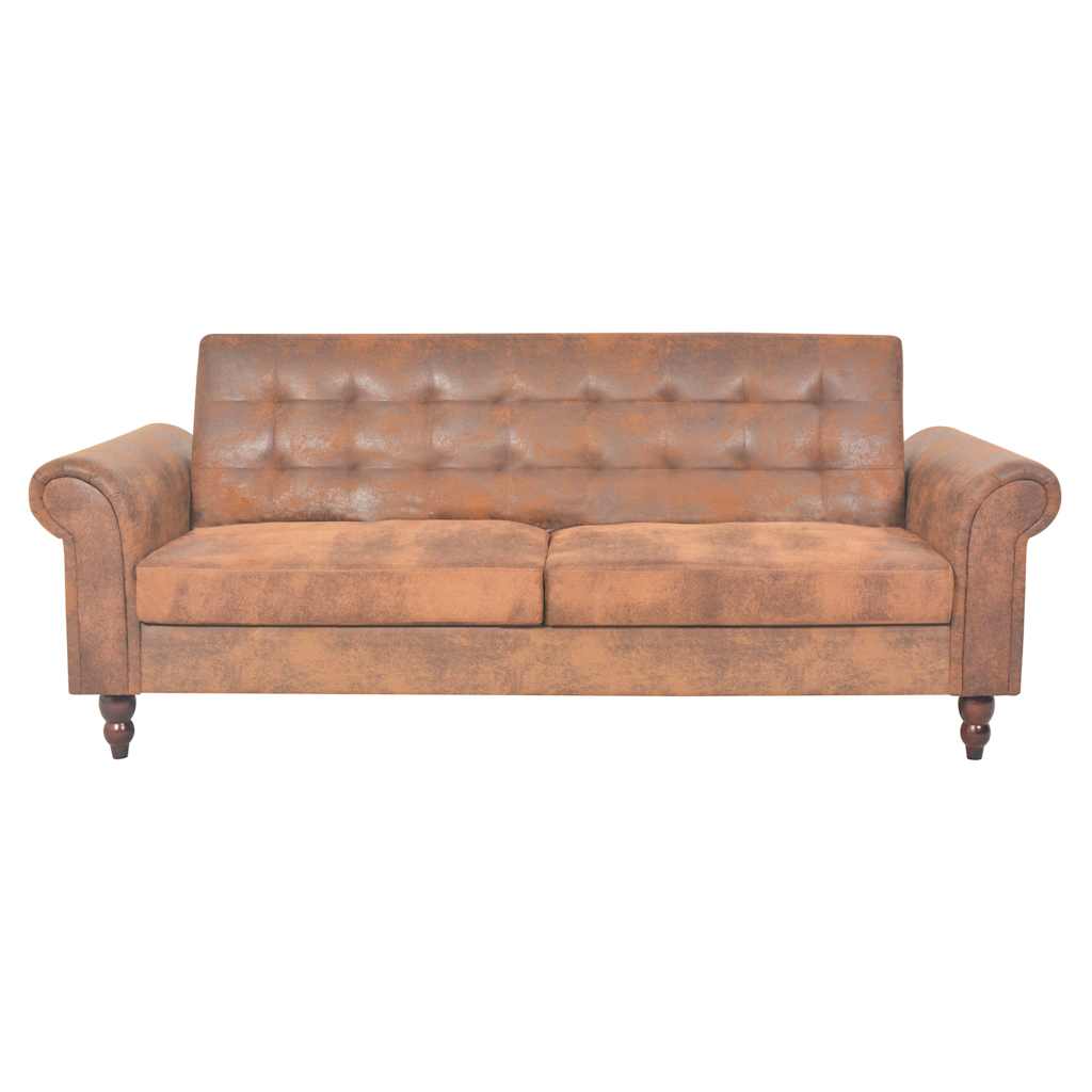 2-Sitzer Schlafsofa mit Armlehnen Künstliches Wildleder Braun