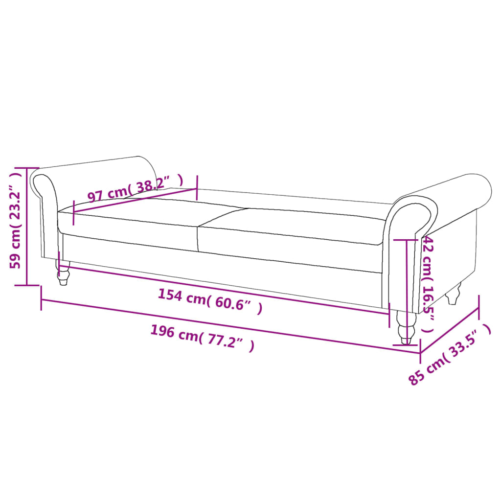 2-Sitzer Schlafsofa mit Armlehnen Künstliches Wildleder Braun