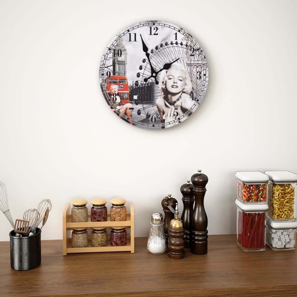 Horloge murale vintage Marilyn Monroe 30 cm