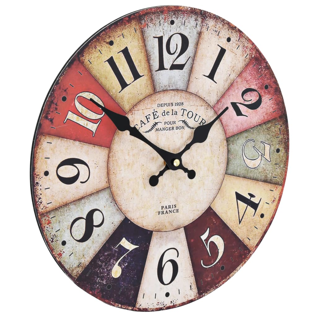 Horloge murale vintage colorée 30 cm