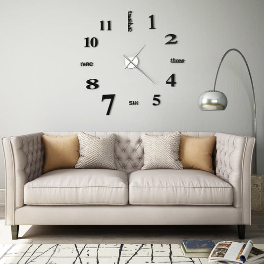 Horloge murale 3D design moderne 100 cm XXL noir