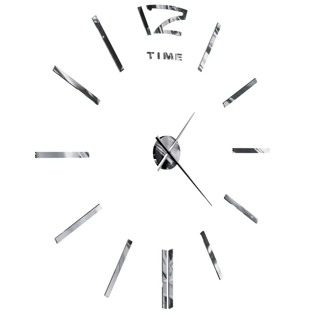 Horloge murale 3D design moderne 100 cm XXL argent