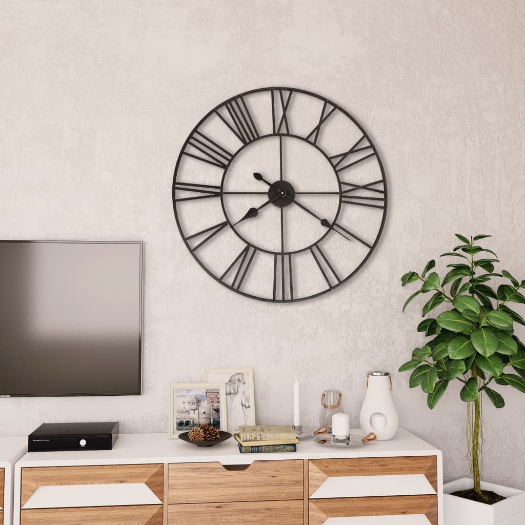 Horloge murale vintage avec mouvement quartz métal 80 cm XXL