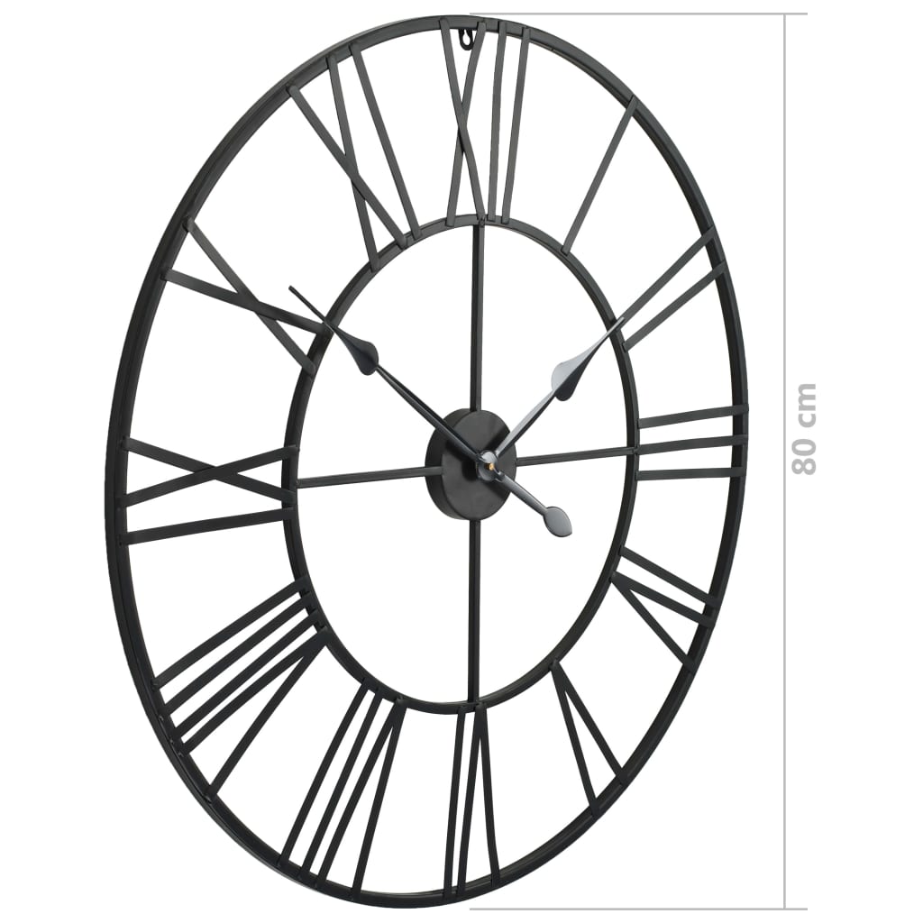 Horloge murale vintage avec mouvement quartz métal 80 cm XXL