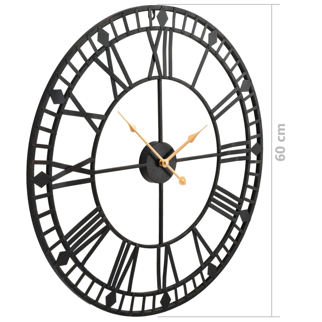 Horloge murale vintage avec mouvement quartz métal 60 cm XXL