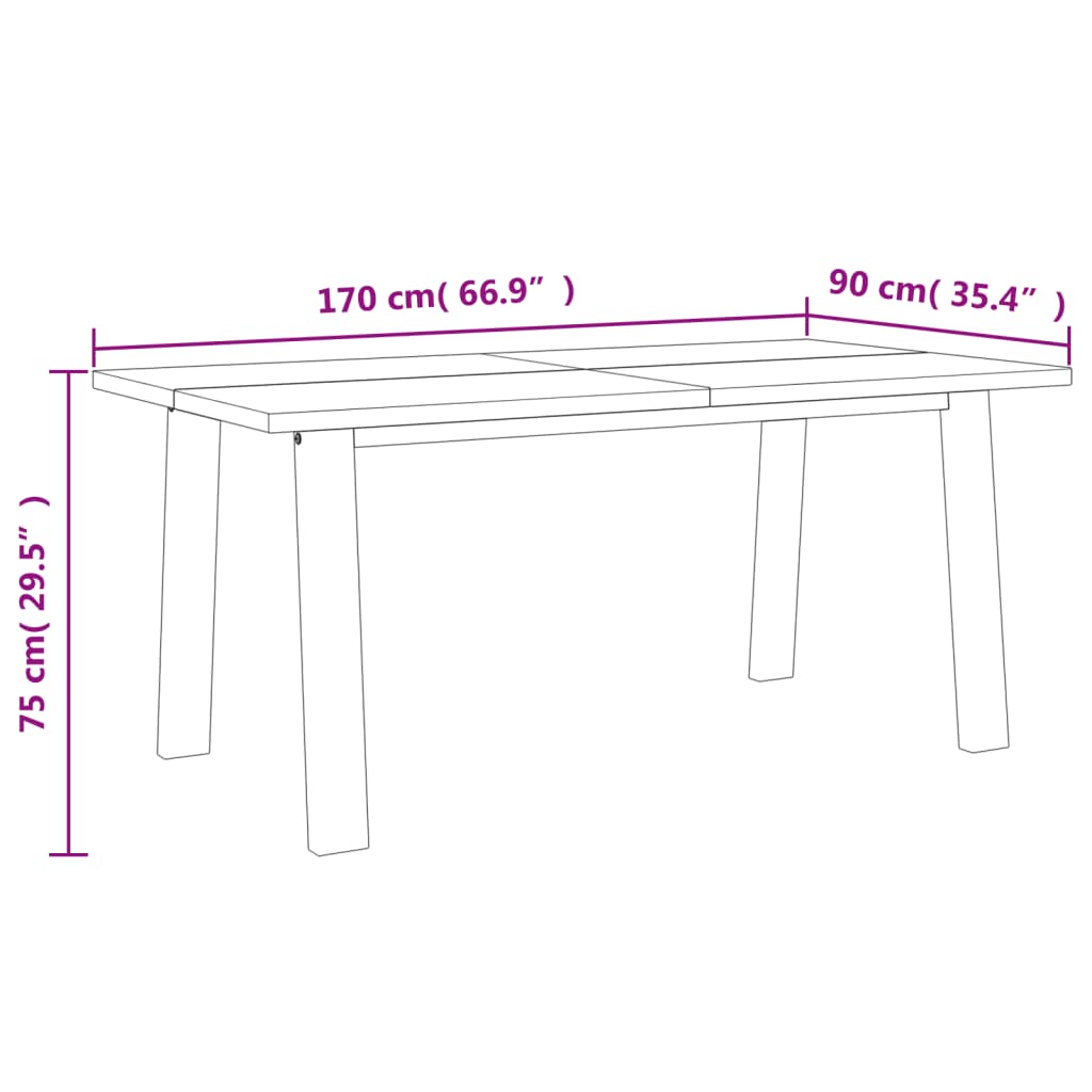 Table à manger en bois massif d'acacia 170x90 cm