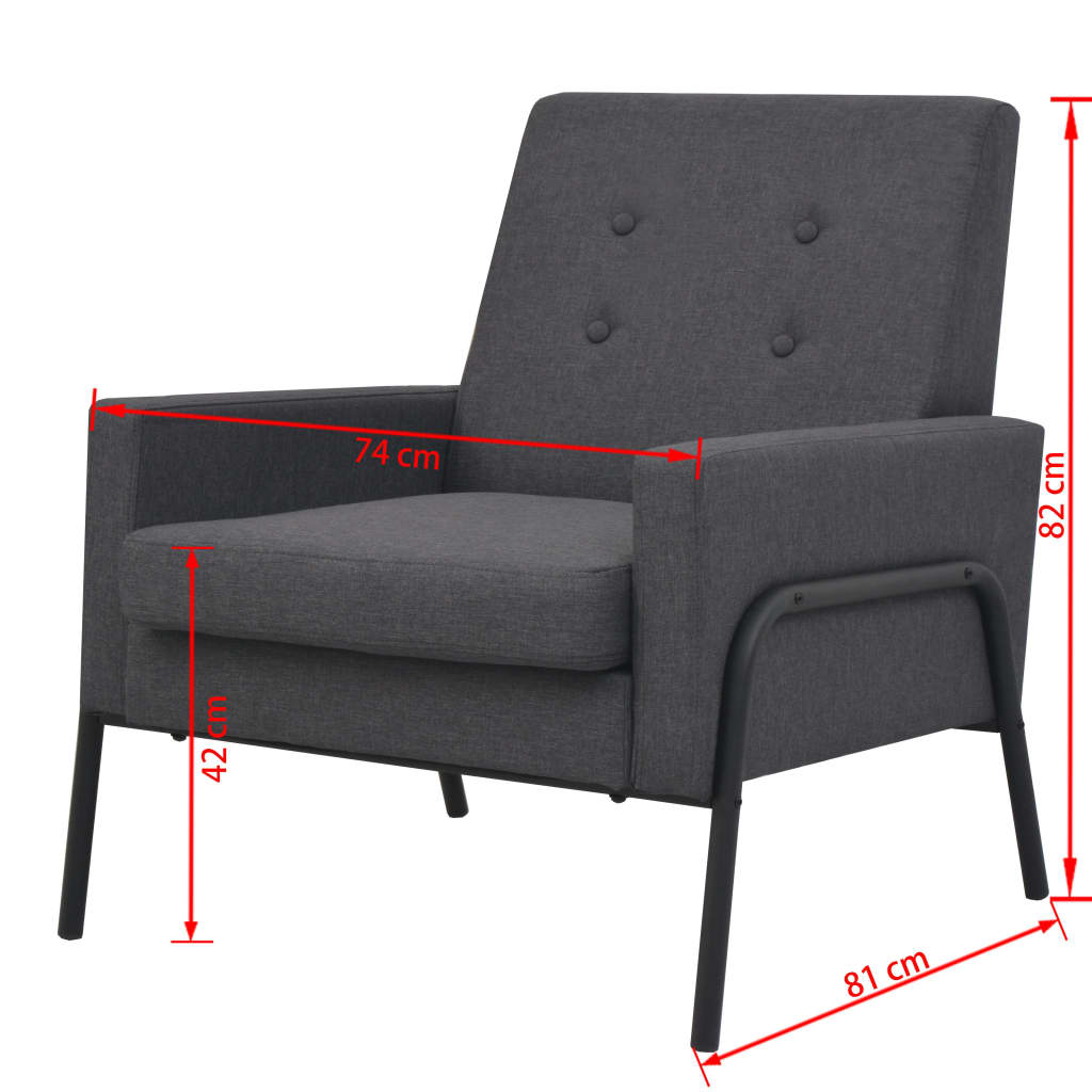 Sessel Dunkelgrau Stahl und Stoff