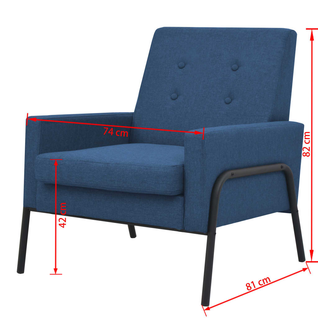 Sessel Blau Stahl und Stoff