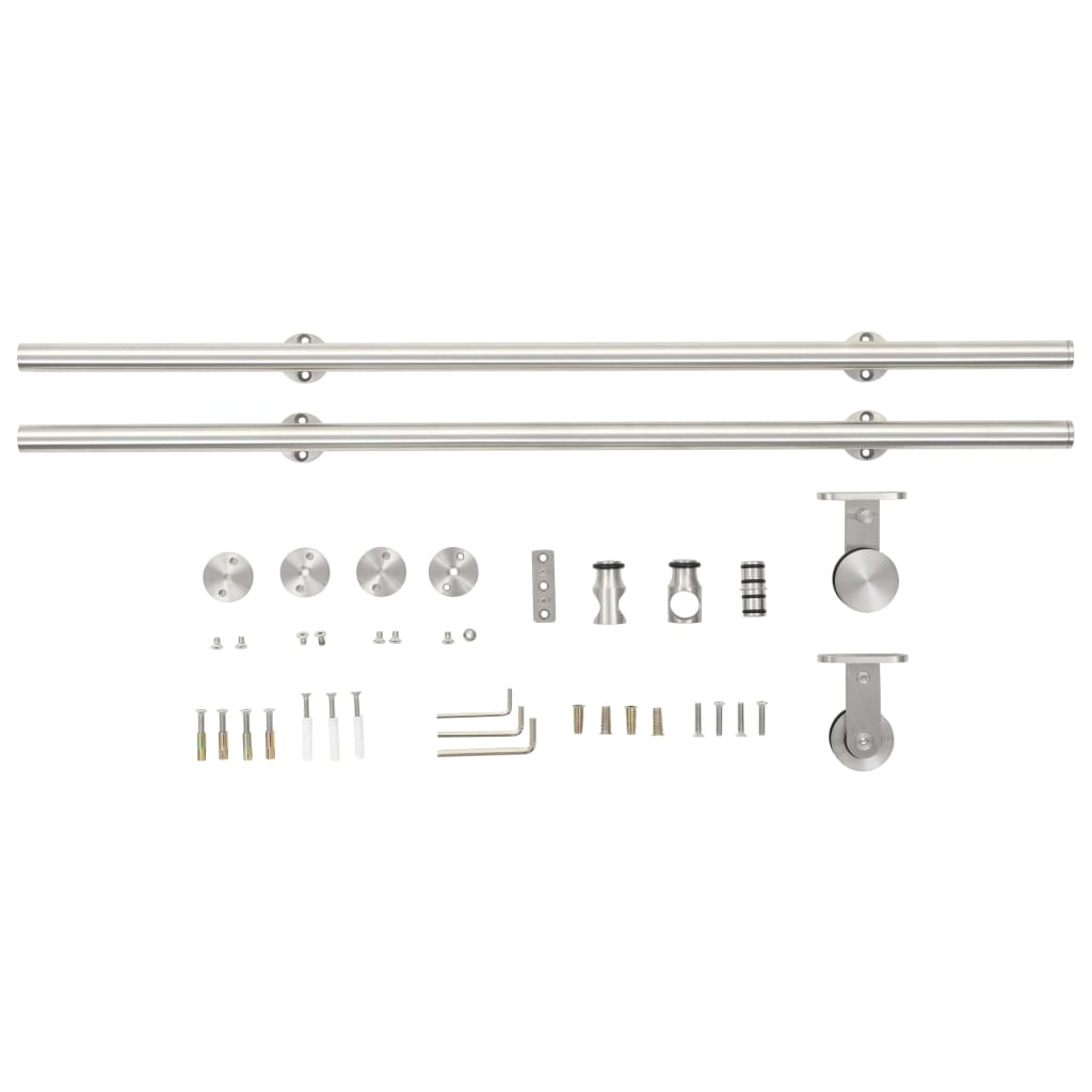 Schiebetür-Beschlagsatz 183 cm Edelstahl Silbern