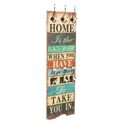 Wandgarderobe mit 6 Haken 120 x 40 cm "HOME IS