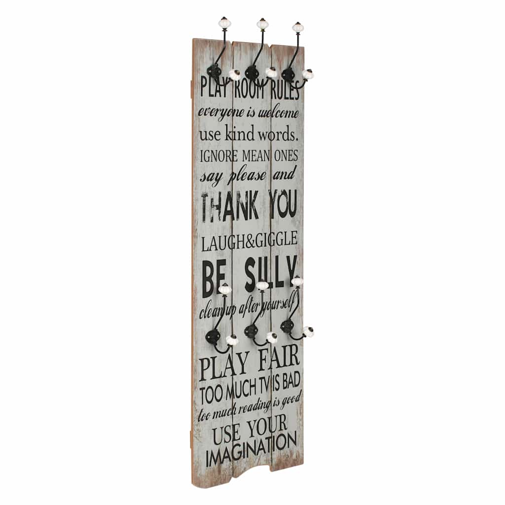 Wandgarderobe mit 6 Haken 120 x 40 cm "THANK YOU