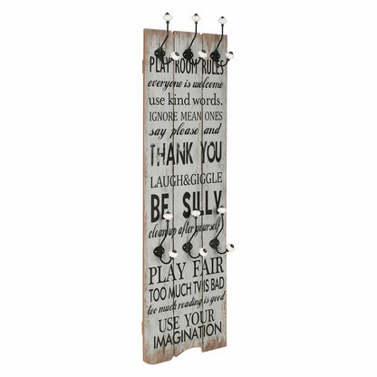 Wandgarderobe mit 6 Haken 120 x 40 cm "THANK YOU