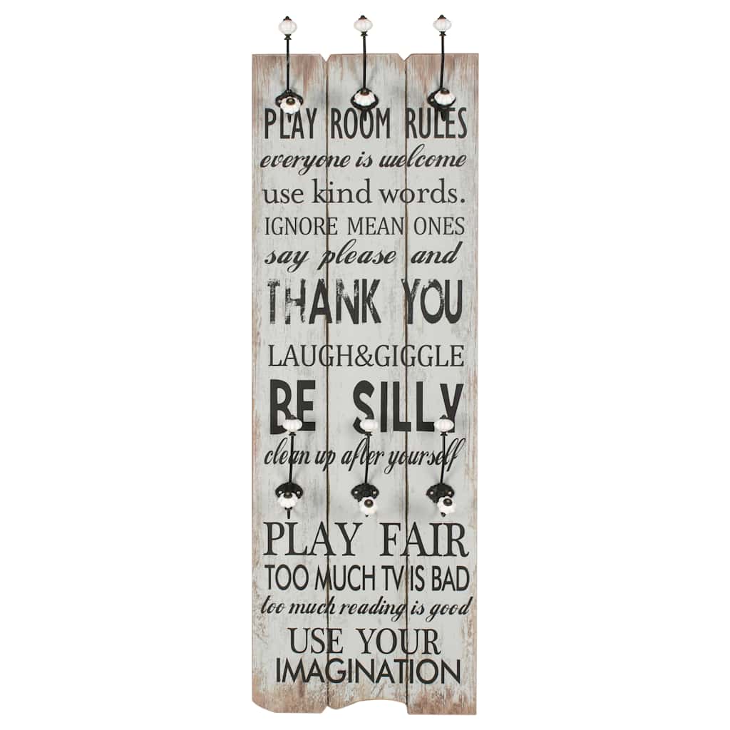 Wandgarderobe mit 6 Haken 120 x 40 cm "THANK YOU