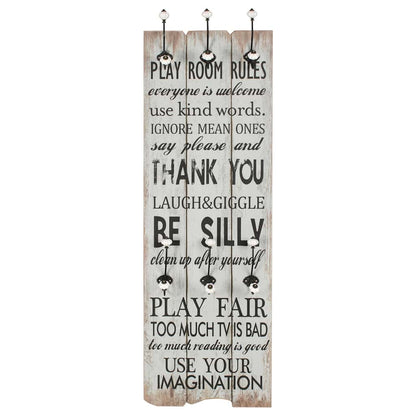 Wandgarderobe mit 6 Haken 120 x 40 cm "THANK YOU