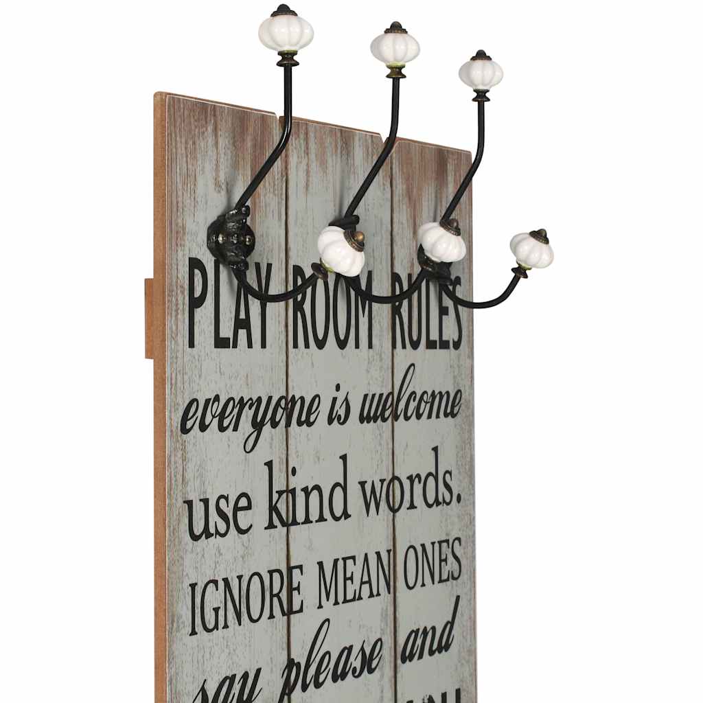 Wandgarderobe mit 6 Haken 120 x 40 cm "THANK YOU