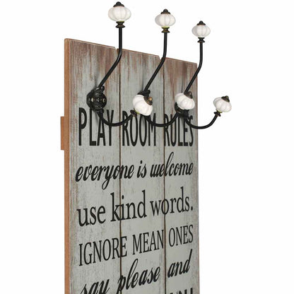 Wandgarderobe mit 6 Haken 120 x 40 cm "THANK YOU