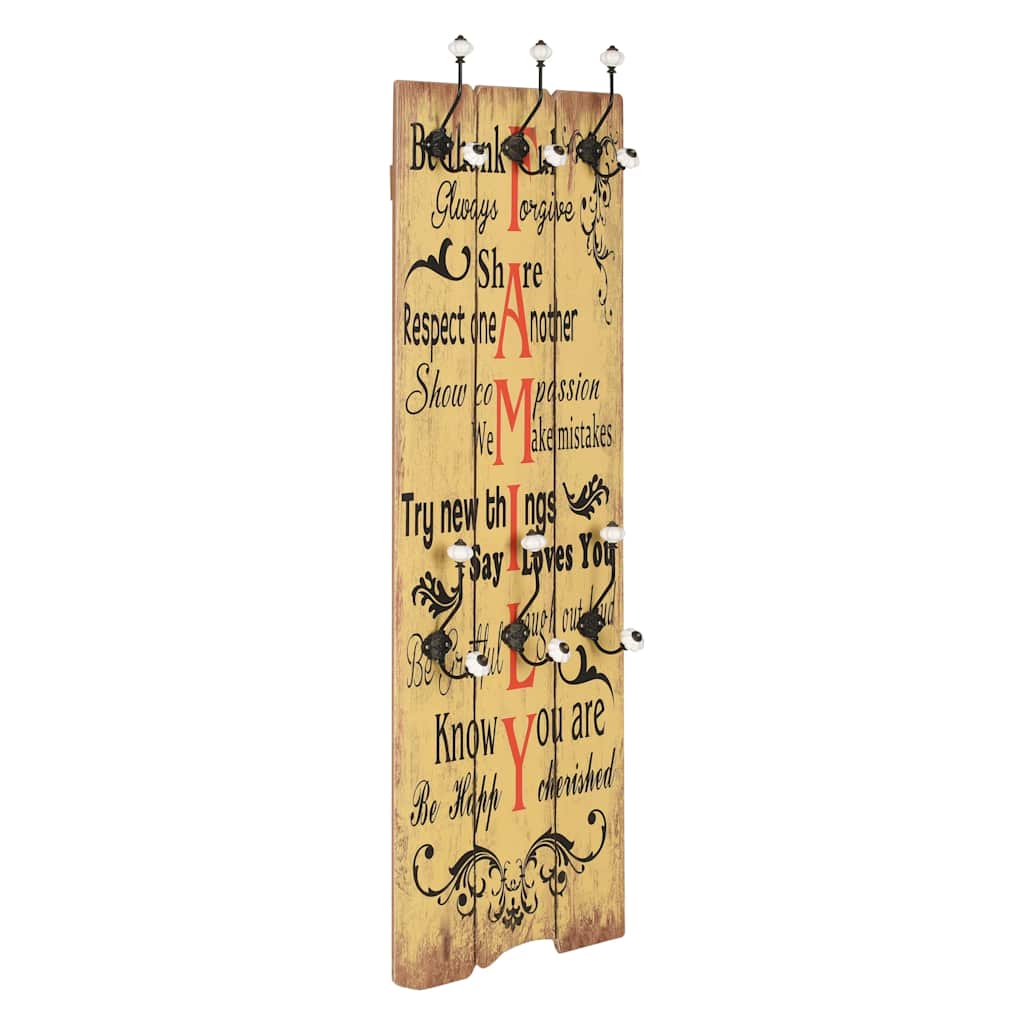 Wandgarderobe mit 6 Haken 120 x 40 cm "FAMILY