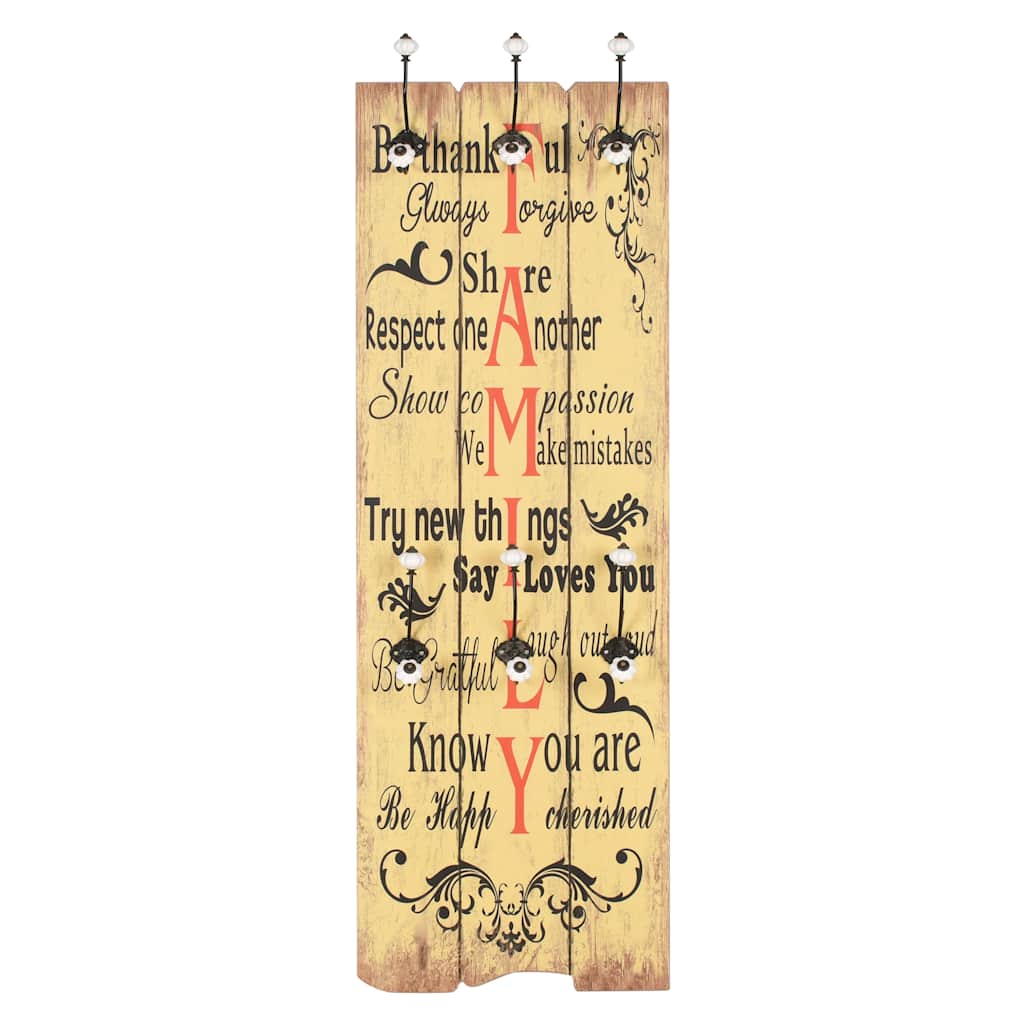 Wandgarderobe mit 6 Haken 120 x 40 cm "FAMILY