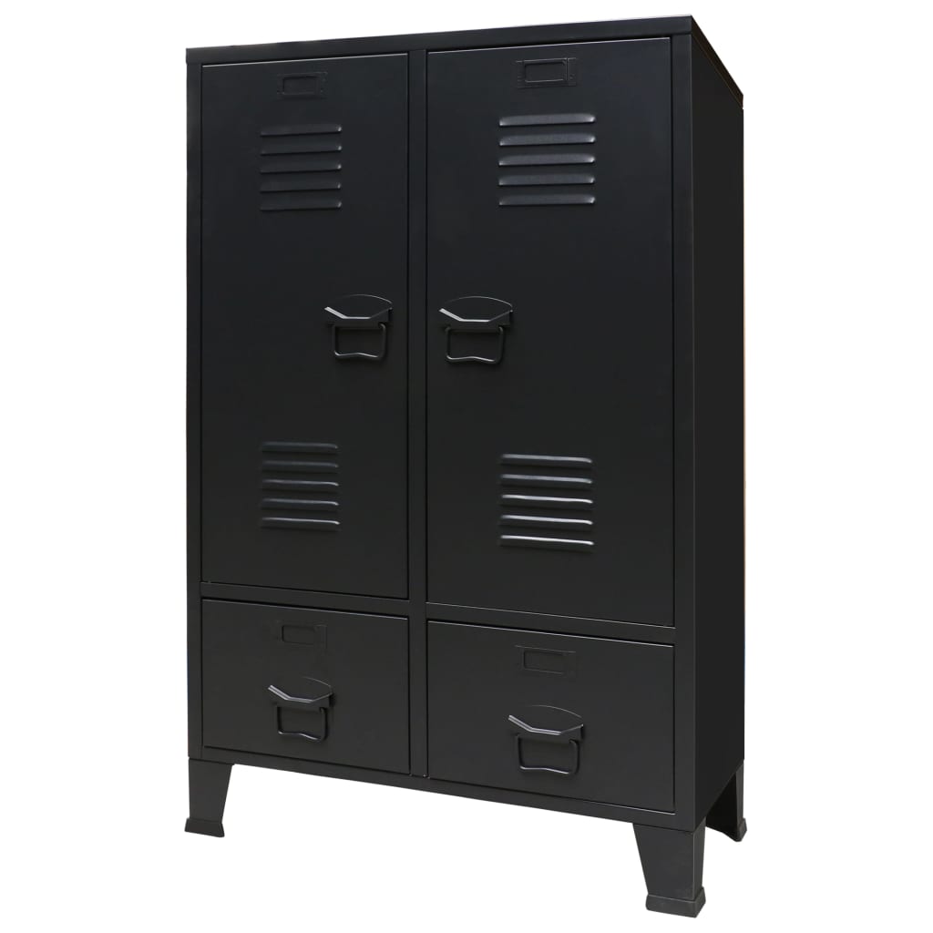 Wardrobe metal industrial style 67 x 35 x 107 cm black