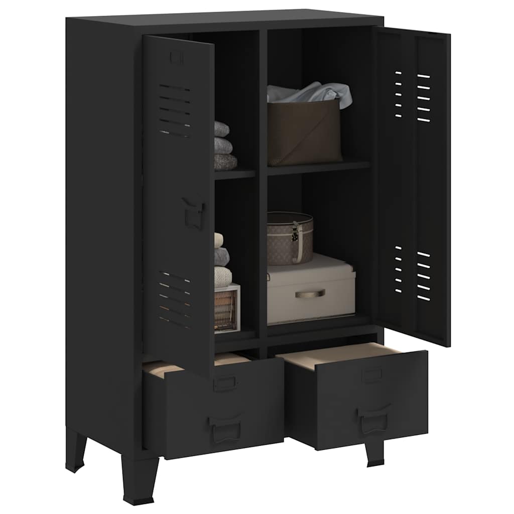 Kleiderschrank Metall Industrie-Stil 67 x 35 x 107 cm Schwarz