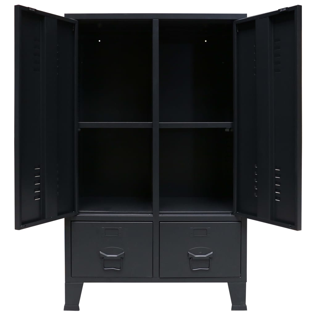 Wardrobe metal industrial style 67 x 35 x 107 cm black
