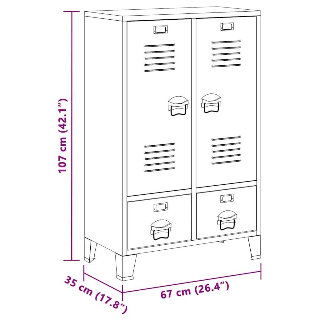 Kleiderschrank Metall Industrie-Stil 67 x 35 x 107 cm Schwarz