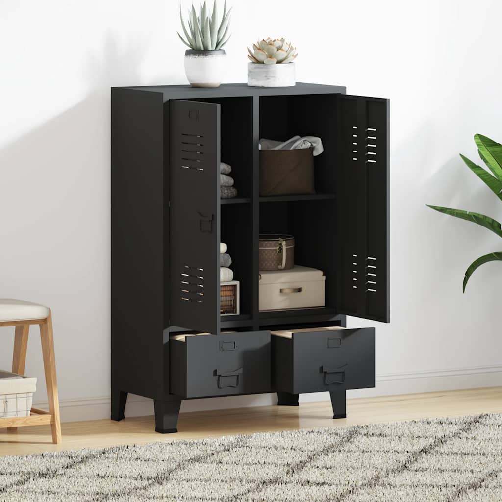 Kleiderschrank Metall Industrie-Stil 67 x 35 x 107 cm Schwarz